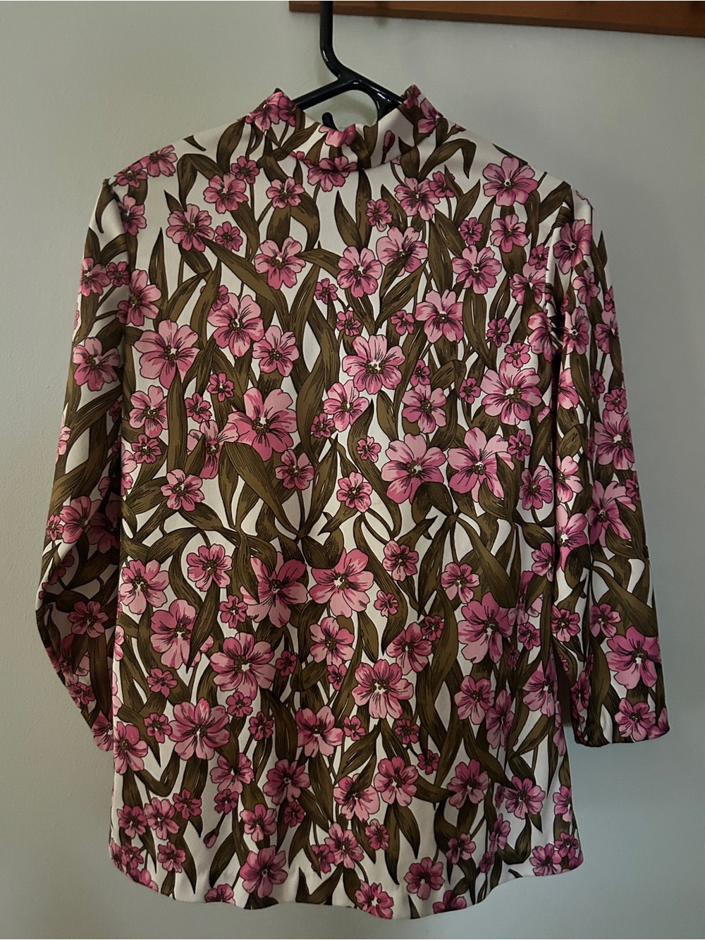 Vintage Pink Floral Print Blouse